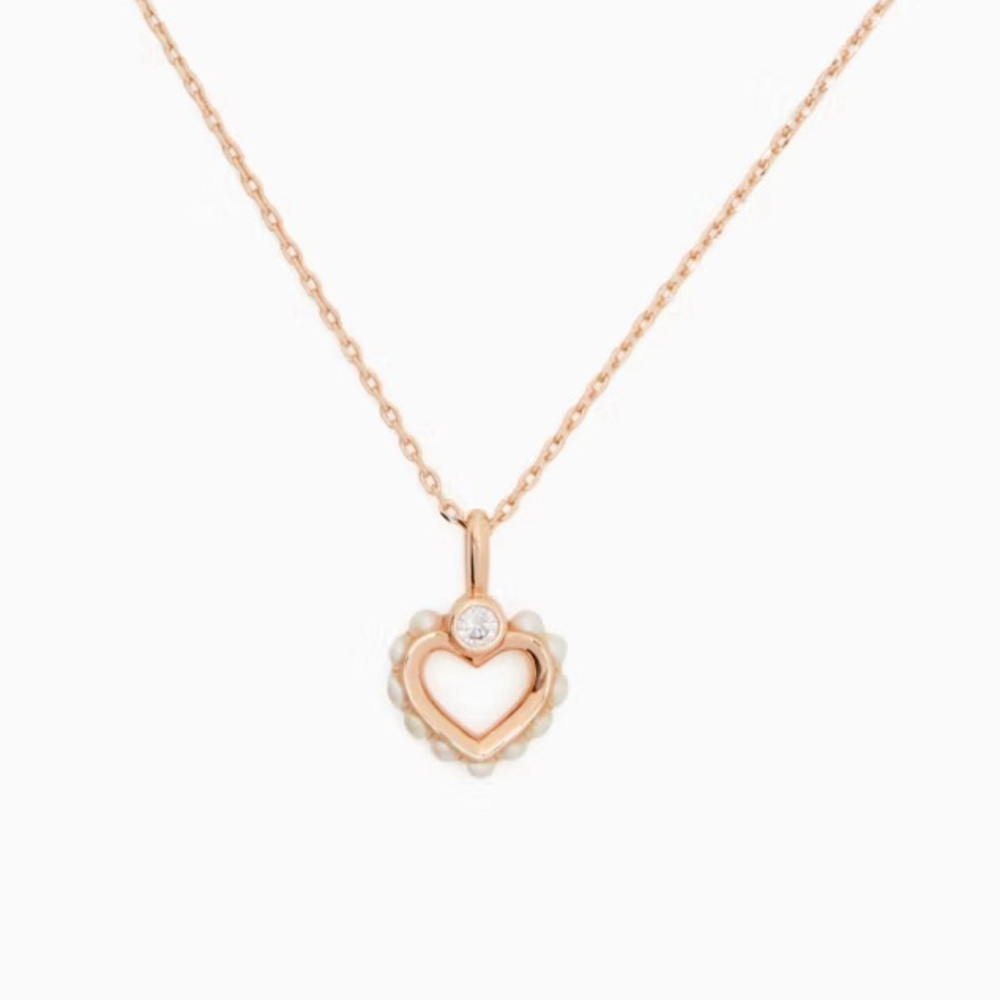 Kate Spade New York Shining Spade Pearl & Crystal Mini Heart Pendant Necklace